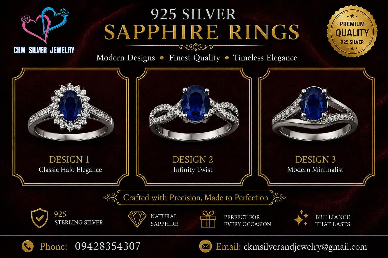 925 Silver Sapphire Rings
