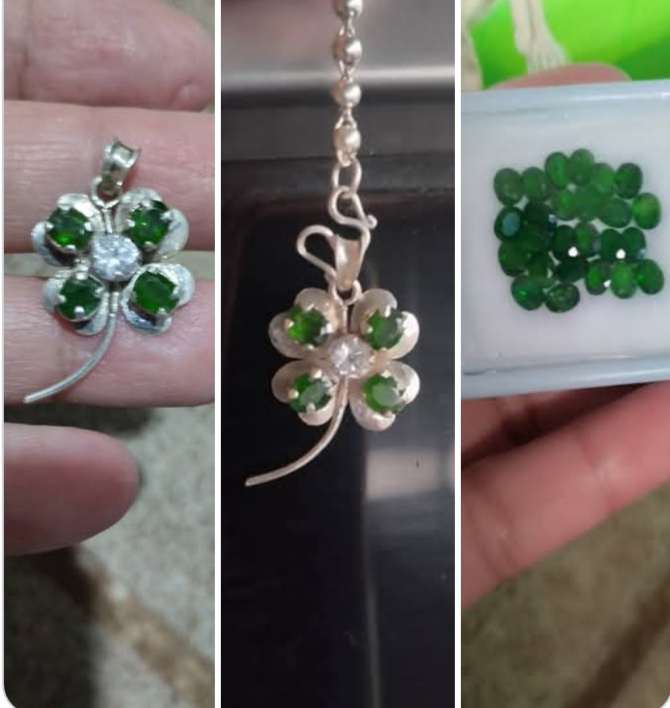 Chrome Diopside Clover Pendant