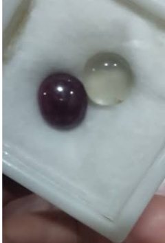 Ruby & Moonstone Cabochon Pair